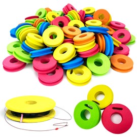100 Pcs Fishing Line Storage Fishing Foam Spools, Foam Fishing Winding Board Fishing Line, Fishing Line Spools, Fishing Foam Spool with Lead Slot For organizing and Storing Fishing Lines(Random Color)