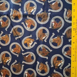 VIP by Cranston BTY Vintage Cranston V.I.P. Western Horse Horseshoe Cotton Fabric By The Yard
