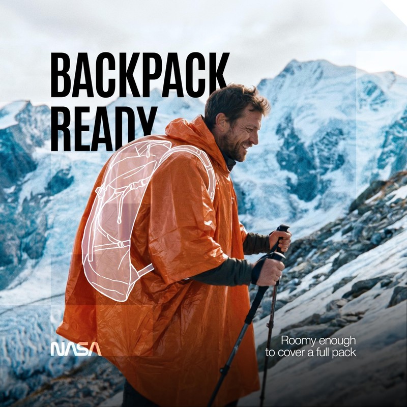 NASA Emergency Poncho – Anti-Tear Mylar™ Blanket (4-Pack, Solar Orange)