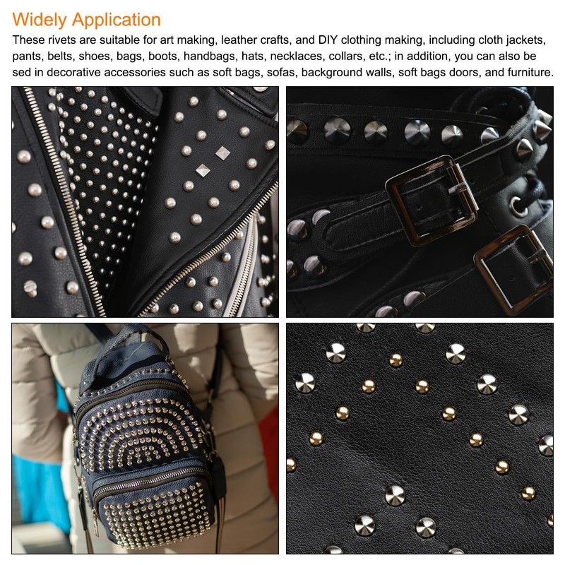 sourcing map 8 Set Rivets Stud Handbag Purse Feet 1/2"
