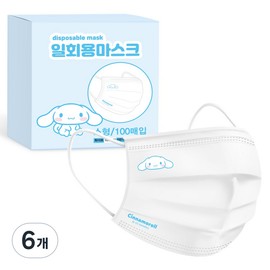Pro World Cup Sanrio Cinnamoroll Dental Mask Small, White, 6 Pieces, 100 Pack / 프로월드컵 산리오 시나모롤 덴탈마스크 소형, 화이트, 6개, 100개입