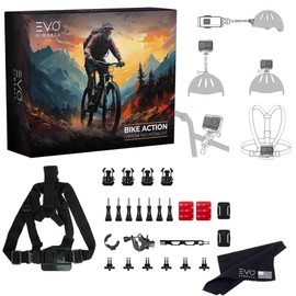 EVO Gimbals Action Camera Bike Bundle - Mounting Kit for Insta360 X4X3/X2, ACE PRO/ACE/ONE R/RS 360 Cameras | Compatible with GO 2/GO 3/3S and DJI OSMO Action 4/3 and GoPro 12/11/10/9/8 Cameras