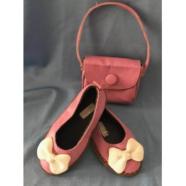 Set of custom made leather doll shoes and purse