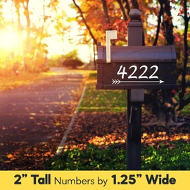 Reflective Mailbox Numbers for Outside - 5 Sets, 2" Tall, 0-9 House Address Number Stickers for Mail Box - White Self-Adhesive Vinyl Decals - Waterproof and UV Resistant