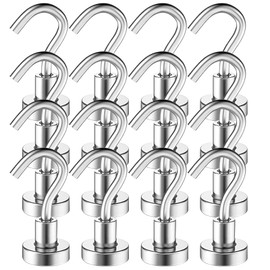 MIN CI 16pcs Strong Magnetic Hooks, 16mm Strong Magnets Heavy Duty 22lb, Neodymium Magnet Hooks, Magnetic Hooks for Cruise Cabins, Fridge, Kitchen, Workplace