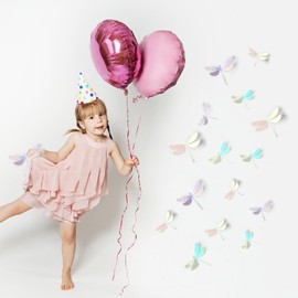 Qidie 60 Pieces 3D Dragonfly Wall Art Decor Stickers Silver Dragonfly Wall Decoration Window Wall Decals Stickers for Party/Doors/Bedroom Living Room/Wedding Decoration (Silver Dragonfly)