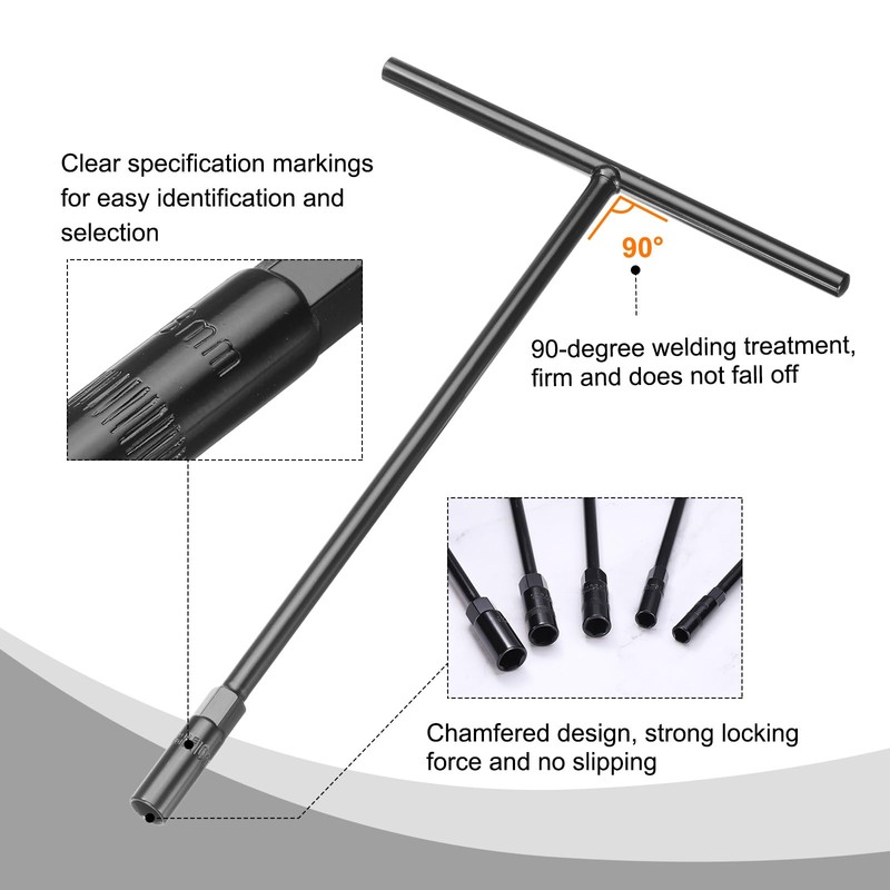 sourcing map T-Handle Metric Socket Wrench 10mm CR-V 6-Point Hex
