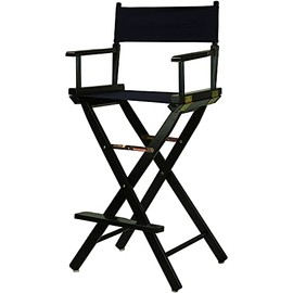Oakestry 30" Director's Chair Black Frame-with Navy Canvas, Bar Height