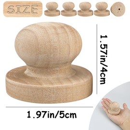 YOLUFER 5Pcs Wooden Round Handle Wooden knobs Cabinet Furniture Drawer Knobs Wooden Rubber Stamp Handle for DIY Crafts Stamp 5cm in Diameter