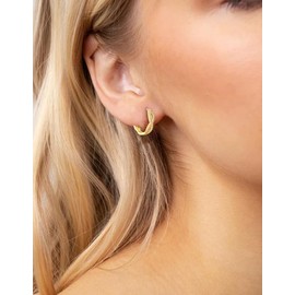 FAOMZQ Gold Hoop Earrings with Zirconia Infinity Earrings Gold Hoop Earrings Gold Plated Unisex Silver 925 Hoop Earrings Gift for Men Women Ladies, Sterling Silver