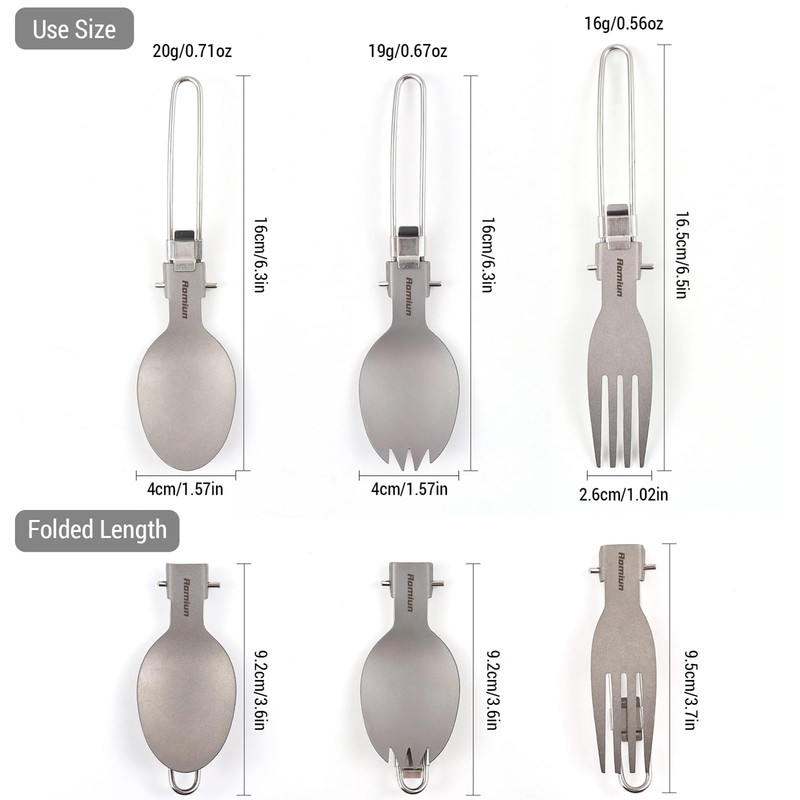 Aomiun Camping Utensil Set, Titanium Plate and Folding Fork Spoon