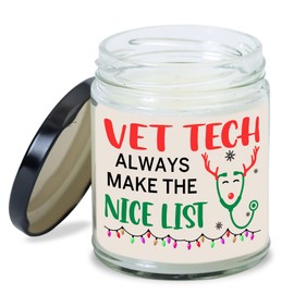 MEDROC Vet Tech Candle Vet Tech Always in Nice List Christmas Gift for Veterinary Coworker, Christmas Gift for Vet Tech Women Men, Veterinary Technician Christmas Home Decoration Gift