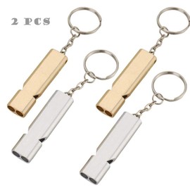 Taicols Emergency Survival Whistle, 2Pcs High Pitch Double Tubes Survival Safety Whistle with Keychain Metal Double Tubes Safety Whistles for Hiking Hunting Boating Outdoor Camping Sports Dog Training