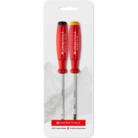PB Swiss Tools Slotted Phillips Screwdriver Set PB 8260 | 100% Swiss Made | 2-Piece Screwdriver Set for Slotted and Phillips Screws Size PH0, Slotted 1, Red