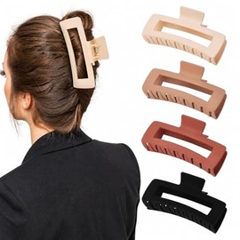MINMUNJIU Paquete de 4 Clips de Garra Extra Grandes de 5" para Cabello Grueso, Clips de Garra Grandes Antideslizantes Mate para Cabello Rizado Largo Y Grueso, Clip de Garra Gigante Xl, Accesorios Para