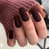 Matte Dark Red Press on Nails Long Square, KXAMELIE Medium