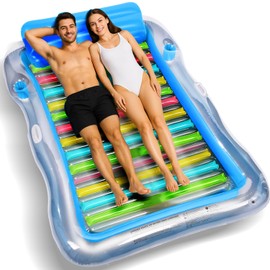 Inflatable Tanning Pool Lounger Float Adults, BAIAI Extra Large Pool Floaties Rafts for Adults with Headrest Drink Holder Sun Tanning Floats for Swimming Pool Lake River Beach Blow Up Floats (XXL)