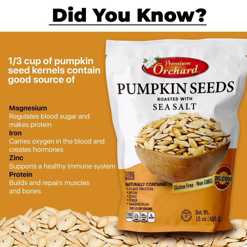 Premium Orchard ROASTED PUMPKIN SEEDS to Eat in Shell by