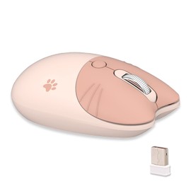 Cute Cat 2.4G USB Wireless Mouse for Women and Children, Stylish, Colorful, Silent, Compatible with PCs and Laptops (Milk Tea Cat)