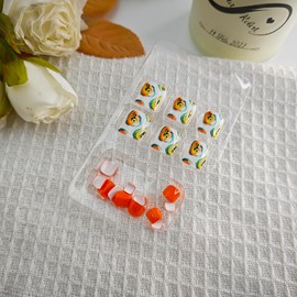 24Pcs Summer Press on Toenails Orange Fake Toe Nails with Papaya Designs Full Cover Glossy Acrylic Toenails Short Square False Toenails Stick on Toenails for Women Girls Summer Nail Art Decoration