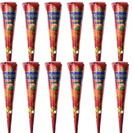 12 x Kaveri Mehendi Henna Cones – Dark Brown Henna for Hand Art, Henna Stencils, and Henna Freckles – Henna Cones for Henna Tattoo Kit - Natural Organic Temporary Tattoo - Box of 12 Individual Cones