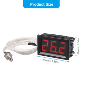 RUIZHI Industrial High Precision Thermometer, -30~800°C 12V Temperature Meter with K-Type Thermocouple M6 Probe