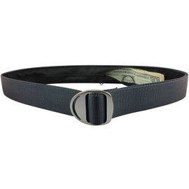 Bison Designs Crescent Money 38mm USA Made Gunmetal Buckle Travel Belt, Graphite, Large/42-Inch