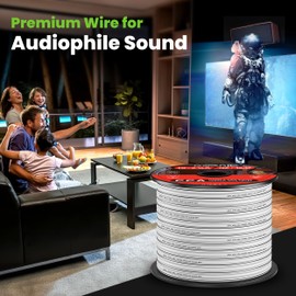 16AWG Speaker Wire, GearIT Pro Series 16 Gauge Speaker Wire Cable (100 Feet / 30.48 Meters) Great Use for Home Theater Speakers and Car Speakers, White