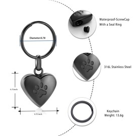 Cremation Jewellery Urn Keyring for Pet Human Ashes Dog Cat Keepsake Memorial Urn Keyring Ash Holder for Women Men, Black-b