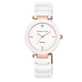 Anne Klein Women's Alice Quartz Watch with White Dial Analogue Display and White Ceramic Bracelet AK/N1018RGWT