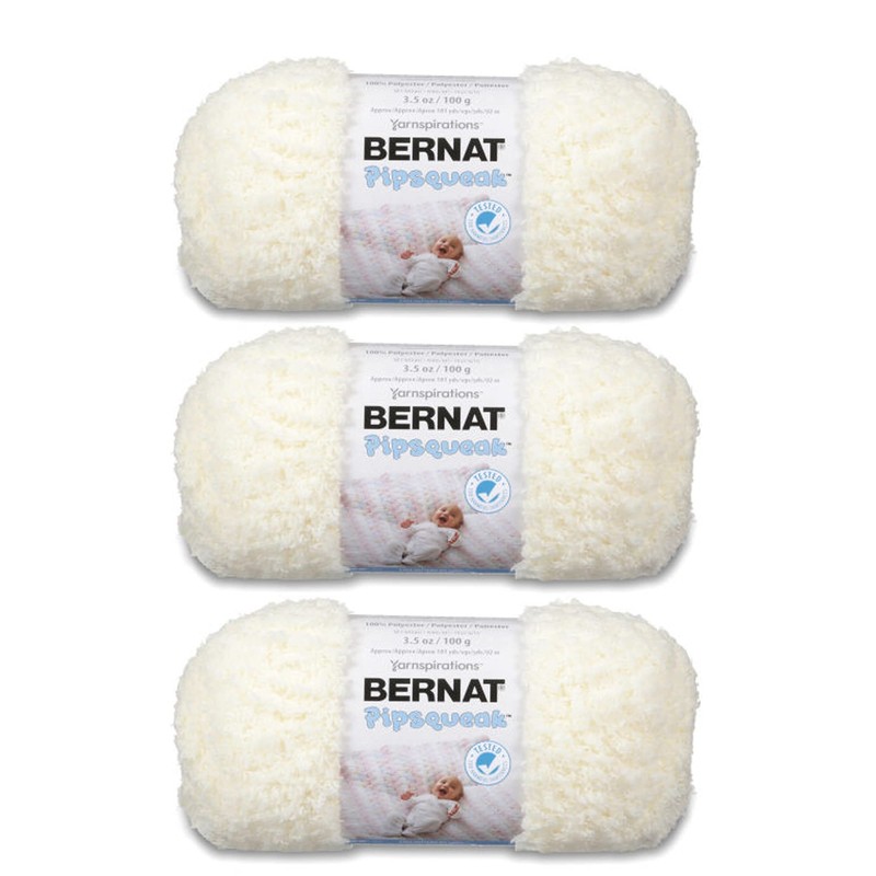 Bernat Pipsqueak Vanilla Yarn - 3 Pack of 100g/3.5oz -