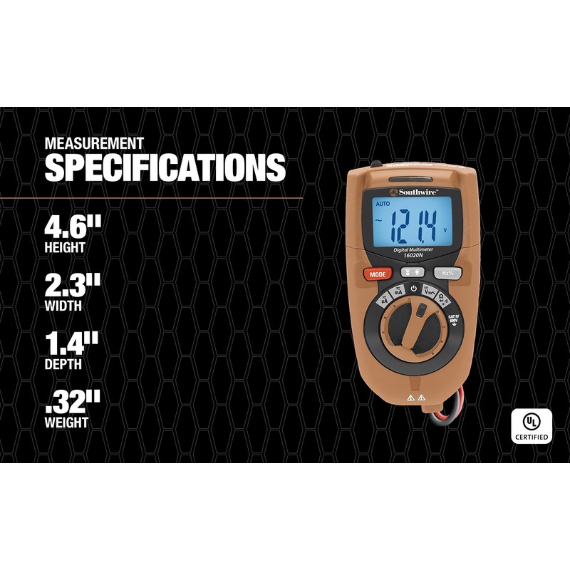 Southwire Multimeter Compact 3-in-1 - Built-In Voltage Detector & Flashlight