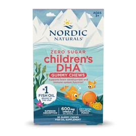 Nordic Naturals Gomitas de DHA para Niños Sin Azúcar Sabor Tropical Punch 600 mg Omega 3 por Gomita 30 Gomitas Masticables Suplemento Alimenticio con EPA y DHA Aceite de Pescado No GMO Uso Pediátrico