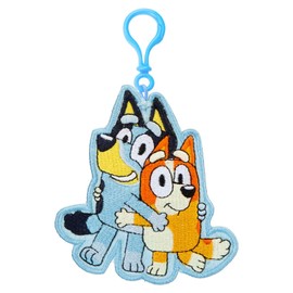 VFM e-Store - Bluey Embroiered Bag Clip Childrens Video Game Accessories Birthdays, Gifts, Boys and Girls - 10cm x 10cm Blue