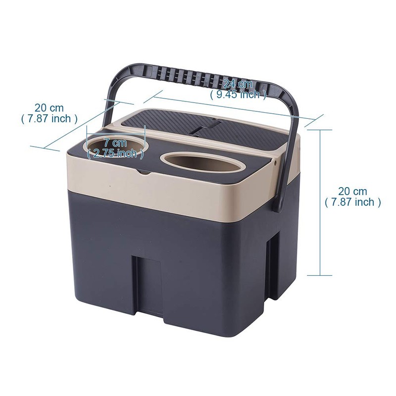 ATMOMO Beige Multi-function Storage Bucket Organizer Car Trash Can Cup