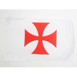 AZ FLAG Templar Order Flag 18'' x 12'' Cords - Catholic Small Flags 30 x 45cm - Banner 18x12 in