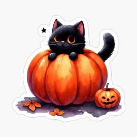 Handmade Jack's Feline Companion Sticker by C Autumn Trapp Original Art 3" x 3"