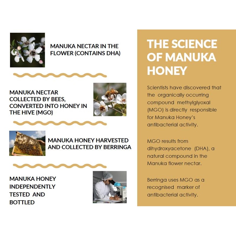 Berringa Australian Manuka Honey, MGO 220+ Medium Strength, Raw &