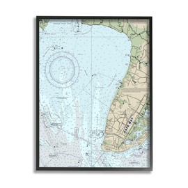 Stupell Industries Cape May New Jersey Nautical Map Traditional Cartography, Designed by Daphne Polselli Black Framed Wall Art, 11 x 14, Grey