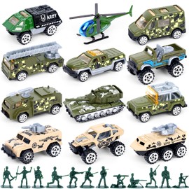3 otters 62PCS Diecast Military Vehicles Playsets,Army Toy Vehicle Models Alloy Metal Vehicle with Army Men, Truck Tank Helicopter Toys Military Combat Toys for Boy Girl Kid Birthday Gift Party Favor