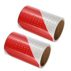 PATIKIL Reflective Tape, 2 Rolls 6 Inch x 10 FT Waterproof High Visibility Self-Adhesive Warning Safety Tape Outdoor Reflector Stickers for Cars Trucks Trailers, Red White