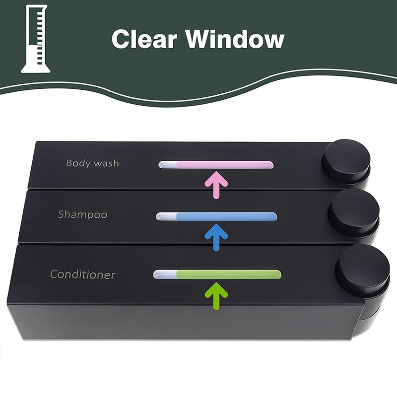 4 Pcs Shampoo Conditioner Dispenser, 3 Chamber 3x420ml Shower Soap