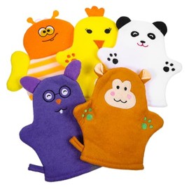 BESTonZON BESTonZON 5PCS Bath Gloves Kids Body Wash Baby Bath Supplies Towels Scrub Kids Bath Wash Mitt Cleaning Cotton Body Wash Gloves for Kids (Random Style)