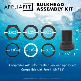 Bulkhead Replacement Kit Compatible with Pentair 154714 Triton II Pool and Spa Sand Filter Black