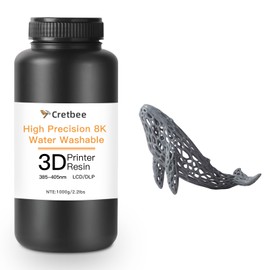 Cretbee Upgraded 3D Printer HD 8K Water Washable Resin, 405nm Fast Curing High Precision &Low Shrinkage Photopolymer Resin for LCD/DLP 3D Printing (Cyan-Gray, 1000g)