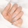24Pcs Long Stiletto Press on Nails, Silver French Tip Fake
