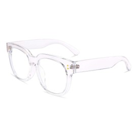 FEISEDY Retro Square Thick Big Frame Blue Light Blocking Reading Glasses Anti Glare Digital Eyestrain Reader B2523 Clear 2.50x