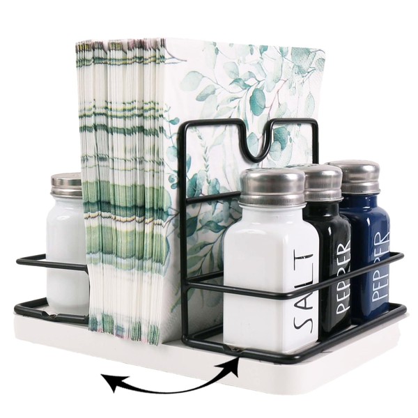 Janxin Rotating Napkin Holder, White Napkin Dispenser for Worktop, Napkin