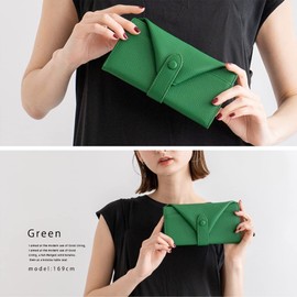 VITAFELICE Inw-90008p Women's Long Wallet with Skimming Prevention, Letter Type, green