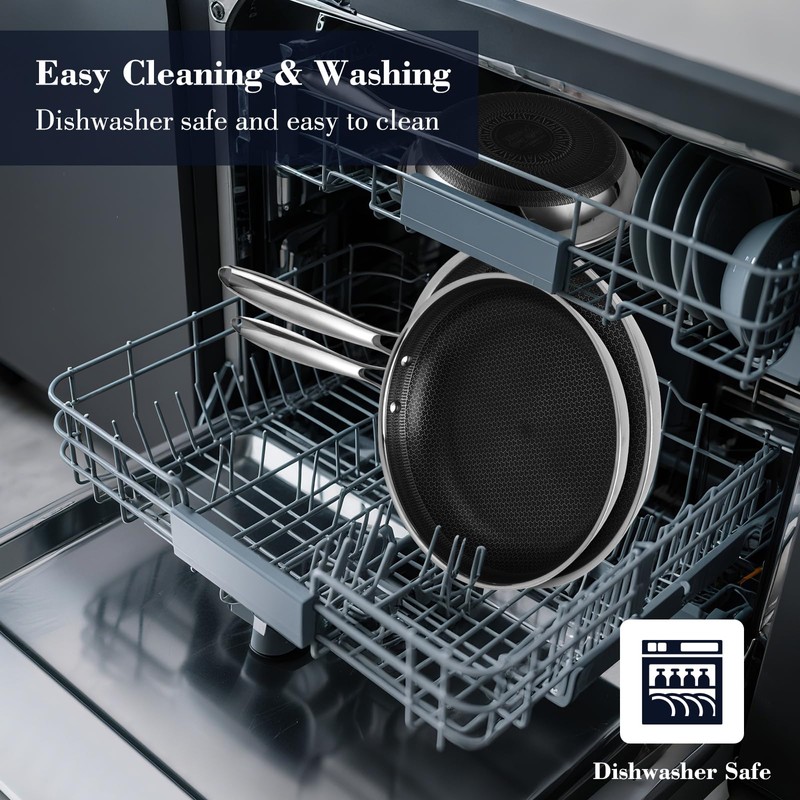 Tibbicc 12 Inch Hybrid Non Stick Frying Pan Set Skillet